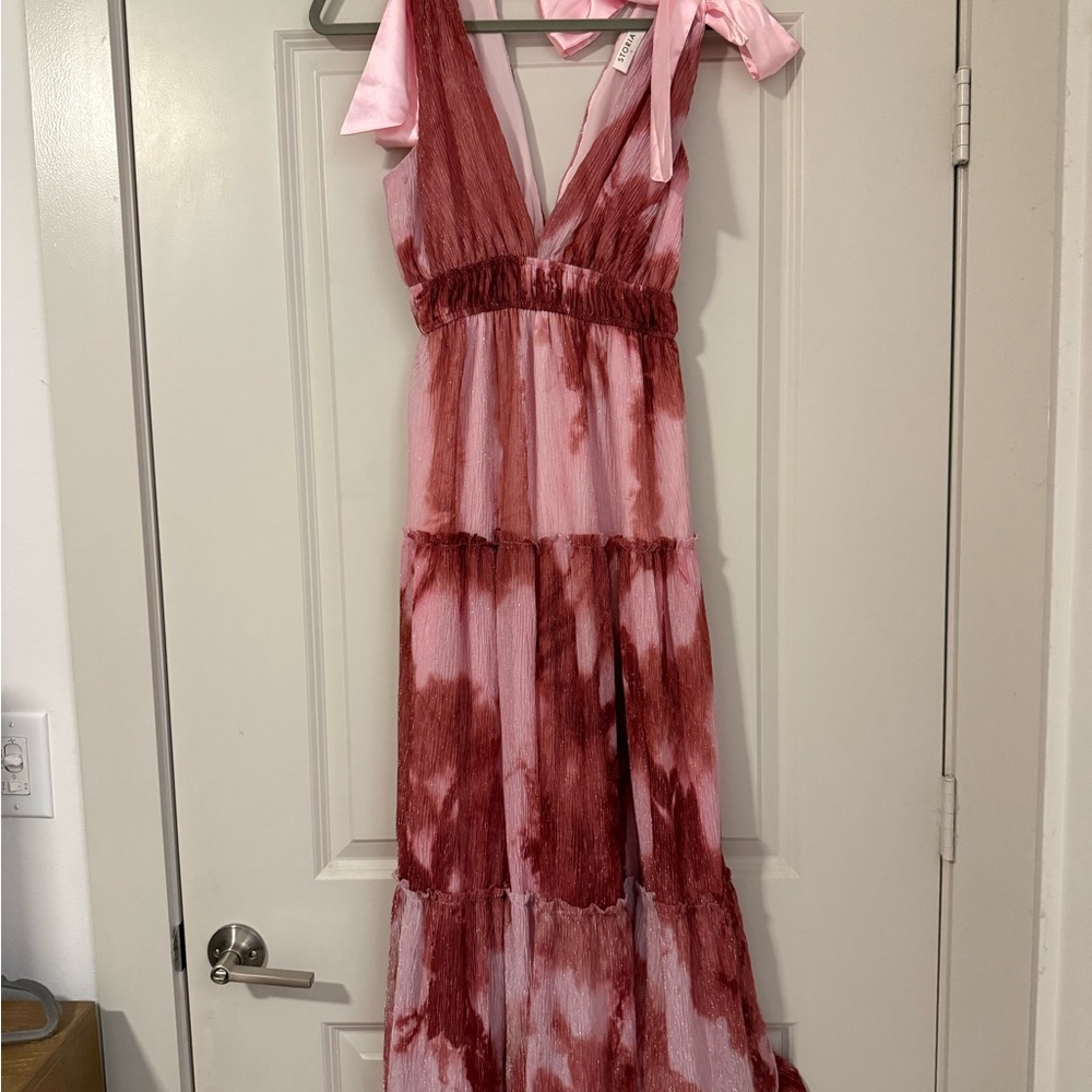 Storia Pink Tie Midi Dress